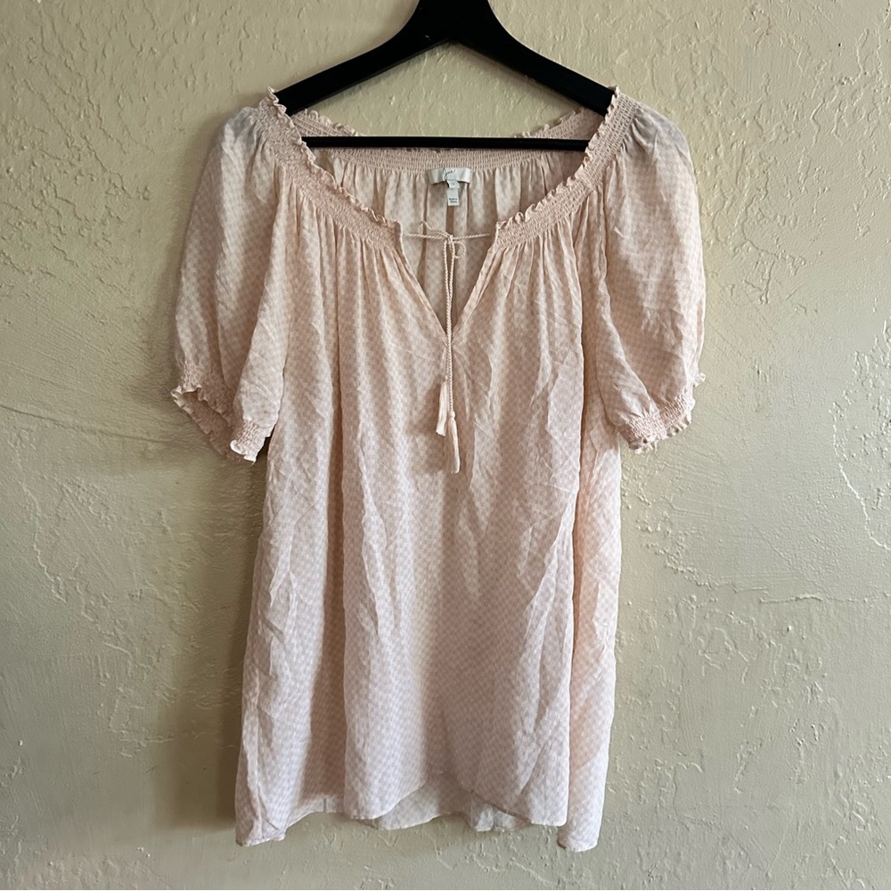 Joie Light Pink Textured Silk Blouse